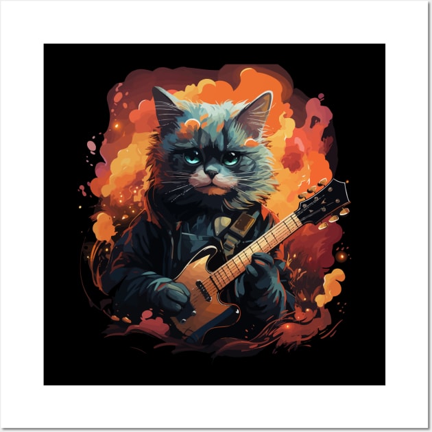 Siamese Cat Playing Guitar Wall Art by JH Mart